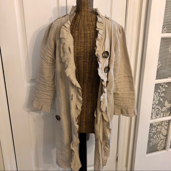 Frilled Light linen jacket , size Xl - Picture 4 of 11